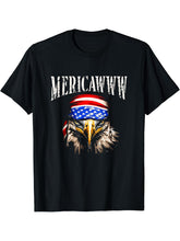 Mericawww - Retro Patriotic Bald Eagle American Flag Bandana T-Shirt 180G 100% Cotton Printed Round Neck Short-Sleeve T-Shirt, Gifts for Men Dad Husband Grandpa, S-XXXL, Black