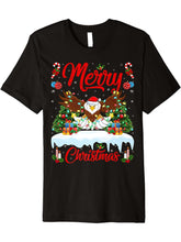 Bald Eagle Lover Xmas Lighting Santa Bald Eagle Christmas Premium T-Shirt 180G 100% Cotton Printed Round Neck Short-Sleeve T-Shirt, Gifts for Men Dad Husband Grandpa, S-XXXL, Black