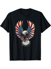 USA Eagle T-shirt - Stars & Stripes Bald Eagle T-Shirt 180G 100% Cotton Printed Round Neck Short-Sleeve T-Shirt, Gifts for Men Dad Husband Grandpa, S-XXXL, Black