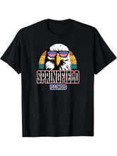 Springfield Illinois USA Flag Men Women American Bald Eagle T-Shirt 180G 100% Cotton Printed Round Neck Short-Sleeve T-Shirt, Gifts for Men Dad Husband Grandpa, S-XXXL, Black