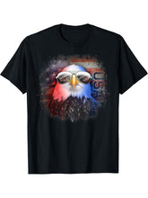American Flag Grungy Bald Eagle Aviator With Sunglasses T-Shirt 180G 100% Cotton Printed Round Neck Short-Sleeve T-Shirt, Gifts for Men Dad Husband Grandpa, S-XXXL, Black
