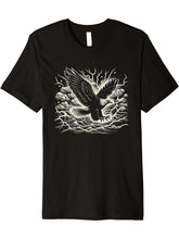 Flying Bald Eagle Scene Graphic Artwork Design Premium T-Shirt 180G 100% Cotton Printed Round Neck Short-Sleeve T-Shirt, Gifts for Men Dad Husband Grandpa, S-XXXL, Black