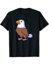 Cute American Bald Eagle Funny Hawk Bird Cartoon T-Shirt 180G 100% Cotton Printed Round Neck Short-Sleeve T-Shirt, Gifts for Men Dad Husband Grandpa, S-XXXL, Black