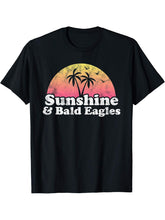 Bald Eagle Gift - Sunshine and Bald Eagles T-Shirt 180G 100% Cotton Printed Round Neck Short-Sleeve T-Shirt, Gifts for Men Dad Husband Grandpa, S-XXXL, Black