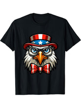 Flag Patriotic 4th of July Bald Eagle T-Shirt 180G 100% Cotton Printed Round Neck Short-Sleeve T-Shirt, Gifts for Men Dad Husband Grandpa, S-XXXL, Black