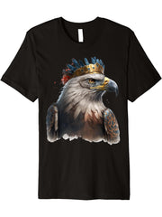 American Nature Bald Eagle Mullet Predator Birds King Lover Premium T-Shirt 180G 100% Cotton Printed Round Neck Short-Sleeve T-Shirt, Gifts for Men Dad Husband Grandpa, S-XXXL, Black