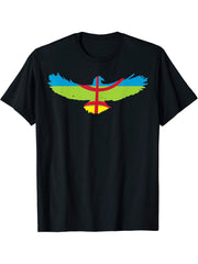 Patriotic Amazigh Flag Bald Eagle T-Shirt 180G 100% Cotton Printed Round Neck Short-Sleeve T-Shirt, Gifts for Men Dad Husband Grandpa, S-XXXL, Black