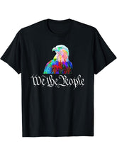 We The People Bald Eagle Constitution American T-Shirt 180G 100% Cotton Printed Round Neck Short-Sleeve T-Shirt, Gifts for Men Dad Husband Grandpa, S-XXXL, Black