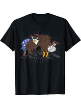 Pride Liberty US Flag Patriotic American Freedom Bald Eagle T-Shirt 180G 100% Cotton Printed Round Neck Short-Sleeve T-Shirt, Gifts for Men Dad Husband Grandpa, S-XXXL, Black