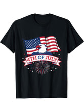 Eagle USA American Flag Patriotic 4th of July Bald Eagle T-Shirt 180G 100% Cotton Printed Round Neck Short-Sleeve T-Shirt, Gifts for Men Dad Husband Grandpa, S-XXXL, Black