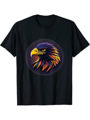 American Bald Eagle artistic impression T-Shirt 180G 100% Cotton Printed Round Neck Short-Sleeve T-Shirt, Gifts for Men Dad Husband Grandpa, S-XXXL, Black