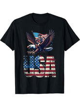 George Washington Riding A Bald Eagle 4th of July vintage T-Shirt 180G 100% Cotton Printed Round Neck Short-Sleeve T-Shirt, Gifts for Men Dad Husband Grandpa, S-XXXL, Black