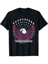 American Labor Day Patriotic Bald Eagle T-Shirt Gift 180G 100% Cotton Printed Round Neck Short-Sleeve T-Shirt, Gifts for Men Dad Husband Grandpa, S-XXXL, Black