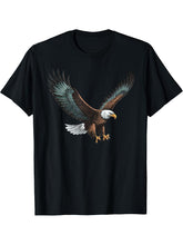Majestic Flying American Bald Eagle T-Shirt 180G 100% Cotton Printed Round Neck Short-Sleeve T-Shirt, Gifts for Men Dad Husband Grandpa, S-XXXL, Black
