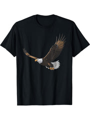 Majestic Flying American Bald Eagle T-Shirt 180G 100% Cotton Printed Round Neck Short-Sleeve T-Shirt, Gifts for Men Dad Husband Grandpa, S-XXXL, Black