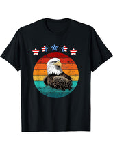 Majestic Bald Eagle American u USA Patriotic Red White Blue T-Shirt 180G 100% Cotton Printed Round Neck Short-Sleeve T-Shirt, Gifts for Men Dad Husband Grandpa, S-XXXL, Black