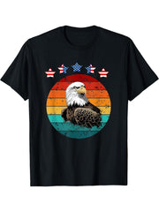 Majestic Bald Eagle American u USA Patriotic Red White Blue T-Shirt 180G 100% Cotton Printed Round Neck Short-Sleeve T-Shirt, Gifts for Men Dad Husband Grandpa, S-XXXL, Black