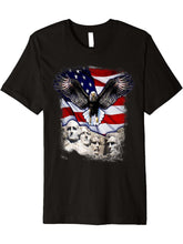 4th Of July American Bald Eagle Mount Rushmore 'Merica Flag Premium T-Shirt 180G 100% Cotton Printed Round Neck Short-Sleeve T-Shirt, Gifts for Men Dad Husband Grandpa, S-XXXL, Black