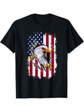 Bald Eagle American Flag Country united states july T-Shirt 180G 100% Cotton Printed Round Neck Short-Sleeve T-Shirt, Gifts for Men Dad Husband Grandpa, S-XXXL, Black