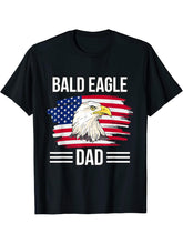 Eagle US Flag 4th Of July Father's Day Bald Eagle Dad T-Shirt 180G 100% Cotton Printed Round Neck Short-Sleeve T-Shirt, Gifts for Men Dad Husband Grandpa, S-XXXL, Black