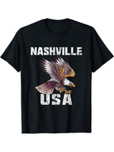 Retro Distressed Nashville Tennessee USA Bald Eagle Gift T-Shirt 180G 100% Cotton Printed Round Neck Short-Sleeve T-Shirt, Gifts for Men Dad Husband Grandpa, S-XXXL, Black