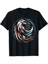 American Bald Eagle 4th Of July US Flag Patriotic T-Shirt 180G 100% Cotton Printed Round Neck Short-Sleeve T-Shirt, Gifts for Men Dad Husband Grandpa, S-XXXL, Black