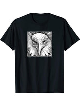 Illustrated Bald Eagle with Light Distressed Effect T-Shirt 180G 100% Cotton Printed Round Neck Short-Sleeve T-Shirt, Gifts for Men Dad Husband Grandpa, S-XXXL, Black