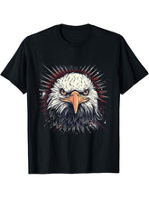 Sea Eagle US Flag Patriotic 4th Of July With Bald Eagle T-Shirt 180G 100% Cotton Printed Round Neck Short-Sleeve T-Shirt, Gifts for Men Dad Husband Grandpa, S-XXXL, Black