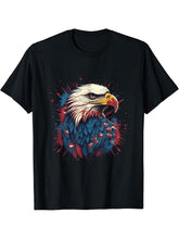 Sea Eagle US Flag Patriotic 4th Of July With Bald Eagle T-Shirt 180G 100% Cotton Printed Round Neck Short-Sleeve T-Shirt, Gifts for Men Dad Husband Grandpa, S-XXXL, Black