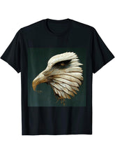 Bald Eagle Art T-Shirt 180G 100% Cotton Printed Round Neck Short-Sleeve T-Shirt, Gifts for Men Dad Husband Grandpa, S-XXXL, Black