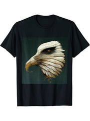 Bald Eagle Art T-Shirt 180G 100% Cotton Printed Round Neck Short-Sleeve T-Shirt, Gifts for Men Dad Husband Grandpa, S-XXXL, Black