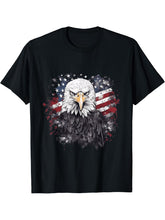 Sea Eagle US Flag Patriotic 4th Of July With Bald Eagle T-Shirt 180G 100% Cotton Printed Round Neck Short-Sleeve T-Shirt, Gifts for Men Dad Husband Grandpa, S-XXXL, Black
