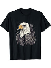 Sea Eagle US Flag Patriotic 4th Of July With Bald Eagle T-Shirt 180G 100% Cotton Printed Round Neck Short-Sleeve T-Shirt, Gifts for Men Dad Husband Grandpa, S-XXXL, Black