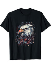 Sea Eagle US Flag Patriotic 4th Of July With Bald Eagle T-Shirt 180G 100% Cotton Printed Round Neck Short-Sleeve T-Shirt, Gifts for Men Dad Husband Grandpa, S-XXXL, Black