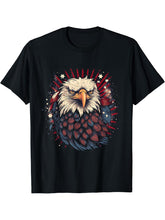 Sea Eagle US Flag Patriotic 4th Of July With Bald Eagle T-Shirt 180G 100% Cotton Printed Round Neck Short-Sleeve T-Shirt, Gifts for Men Dad Husband Grandpa, S-XXXL, Black