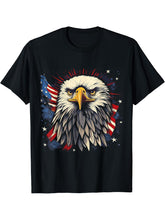 Sea Eagle US Flag Patriotic 4th Of July With Bald Eagle T-Shirt 180G 100% Cotton Printed Round Neck Short-Sleeve T-Shirt, Gifts for Men Dad Husband Grandpa, S-XXXL, Black