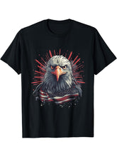 Sea Eagle US Flag Patriotic 4th Of July With Bald Eagle T-Shirt 180G 100% Cotton Printed Round Neck Short-Sleeve T-Shirt, Gifts for Men Dad Husband Grandpa, S-XXXL, Black