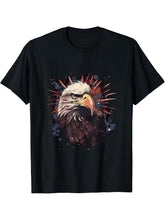 Sea Eagle US Flag Patriotic 4th Of July With Bald Eagle T-Shirt 180G 100% Cotton Printed Round Neck Short-Sleeve T-Shirt, Gifts for Men Dad Husband Grandpa, S-XXXL, Black