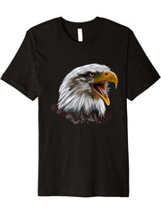 Bald Eagles Cool Design with a Bald Eagle Premium T-Shirt 180G 100% Cotton Printed Round Neck Short-Sleeve T-Shirt, Gifts for Men Dad Husband Grandpa, S-XXXL, Black