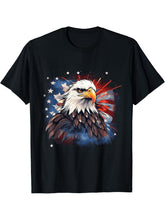Sea Eagle US Flag Patriotic 4th Of July With Bald Eagle T-Shirt 180G 100% Cotton Printed Round Neck Short-Sleeve T-Shirt, Gifts for Men Dad Husband Grandpa, S-XXXL, Black