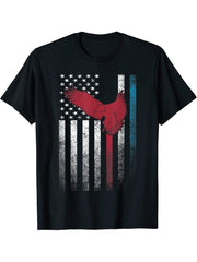 Bald Eagle Bird 4th of July Gift American Flag USA - America T-Shirt 180G 100% Cotton Printed Round Neck Short-Sleeve T-Shirt, Gifts for Men Dad Husband Grandpa, S-XXXL, Black