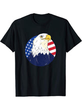 American Bald Eagle T-Shirt 180G 100% Cotton Printed Round Neck Short-Sleeve T-Shirt, Gifts for Men Dad Husband Grandpa, S-XXXL, Black