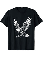 Bald Eagle Robotics Mech Sci-Fi Cyberpunk T-Shirt 180G 100% Cotton Printed Round Neck Short-Sleeve T-Shirt, Gifts for Men Dad Husband Grandpa, S-XXXL, Black