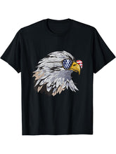 American Bald Eagle USA Flag Art Military Country T-Shirt 180G 100% Cotton Printed Round Neck Short-Sleeve T-Shirt, Gifts for Men Dad Husband Grandpa, S-XXXL, Black