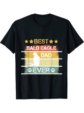 Mens Best Bald Eagle Dad Ever T-Shirt 180G 100% Cotton Printed Round Neck Short-Sleeve T-Shirt, Gifts for Men Dad Husband Grandpa, S-XXXL, Black