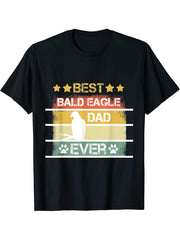 Mens Best Bald Eagle Dad Ever T-Shirt 180G 100% Cotton Printed Round Neck Short-Sleeve T-Shirt, Gifts for Men Dad Husband Grandpa, S-XXXL, Black