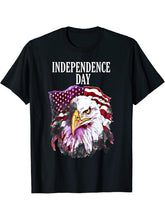 INDEPENDENCE DAY FLAG BALD EAGLE gift idea freedom liberty T-Shirt 180G 100% Cotton Printed Round Neck Short-Sleeve T-Shirt, Gifts for Men Dad Husband Grandpa, S-XXXL, Black