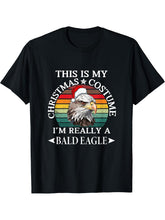 Funny Christmas Bald Eagle Quote Bald Eagle Christmas Eagle T-Shirt 180G 100% Cotton Printed Round Neck Short-Sleeve T-Shirt, Gifts for Men Dad Husband Grandpa, S-XXXL, Black