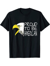 Proud to be American Bald Eagle T-Shirt 180G 100% Cotton Printed Round Neck Short-Sleeve T-Shirt, Gifts for Men Dad Husband Grandpa, S-XXXL, Black