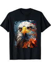 American Bald Eagle 4th July Patriotic Independence Day USA T-Shirt 180G 100% Cotton Printed Round Neck Short-Sleeve T-Shirt, Gifts for Men Dad Husband Grandpa, S-XXXL, Black
